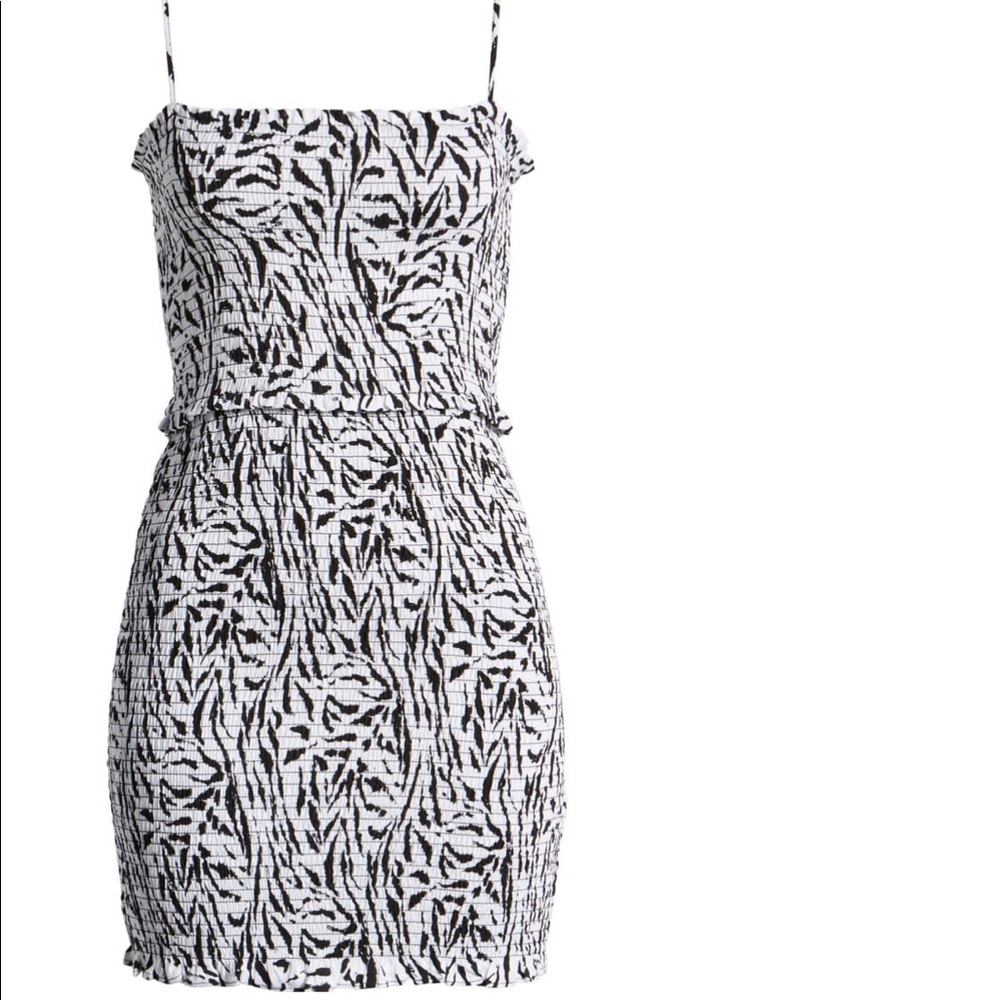 AFRM Isla Zebra Print Smocked Mini Sun Dress XL 14